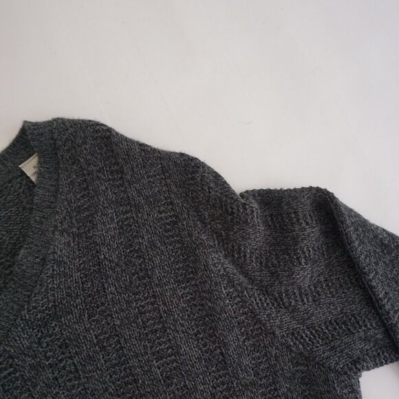 Vintage '90S Retreat Gray V-Neck Eclectic Grandpa Knit Sweater Medium - Picture 8 of 10